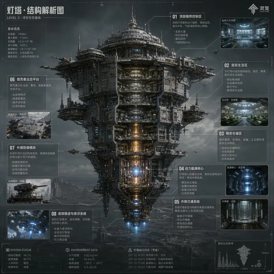 科幻灯塔结构解析图