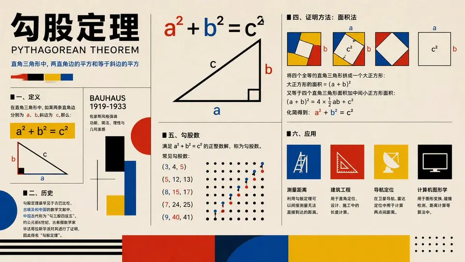 包豪斯风格勾股定理海报