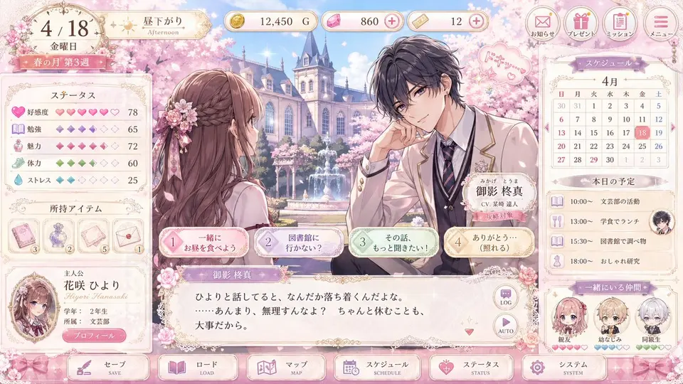 柔和色调乙女游戏 UI 设计稿