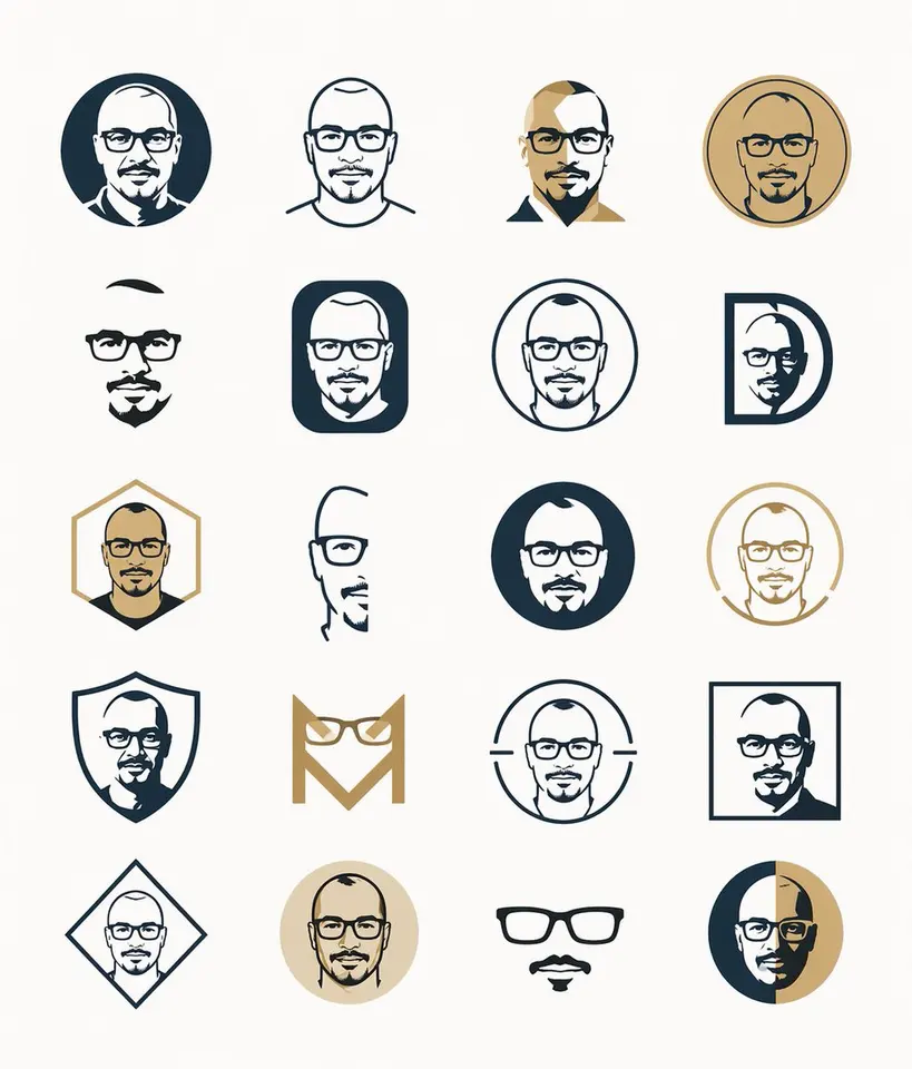 极简男性头像 Logo 网格