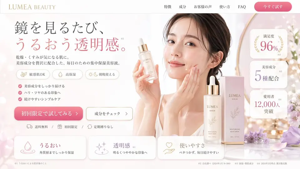 Beauty Product Landing Page Mockup