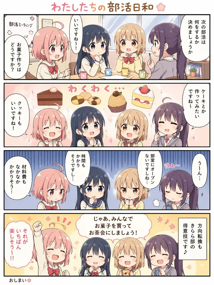 可爱的四格校园社团漫画